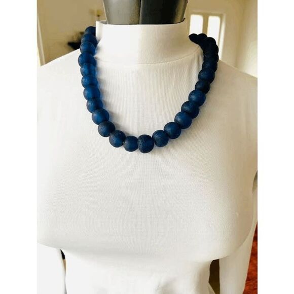 Vintage Chunky Artisan-made Recycled Glass Beads Made in Ghana - Picture 2 of 3